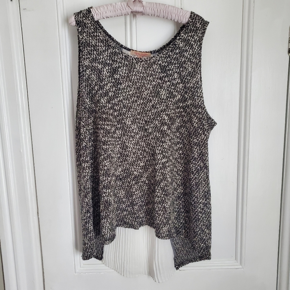 Casual Couture Knit Tank with Chiffon Back Panel